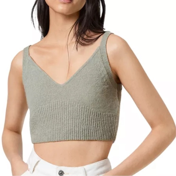 NWT Allsaints Large Leanne Crop Top Green Bay Knit Wool Alpaca Blend - Picture 1 of 9